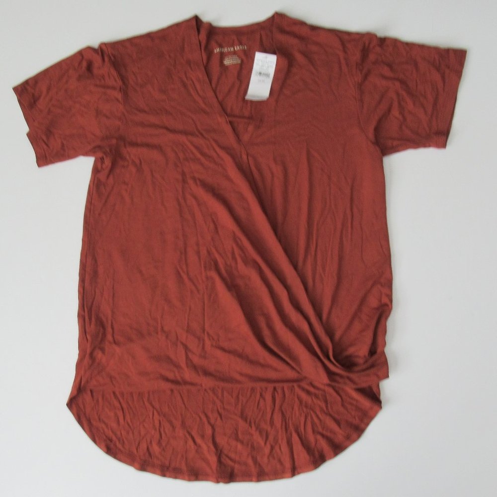 American Eagle Short Sleeve Wrap Front  T-Shirt Tee Sz XS NWT